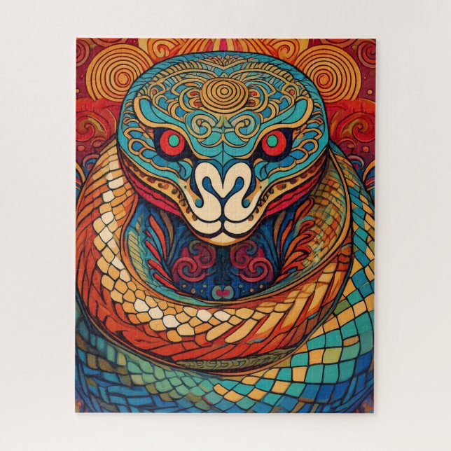 Puzzle Colorful Snake in Intricate Swirls and Patterns (Vertical)
