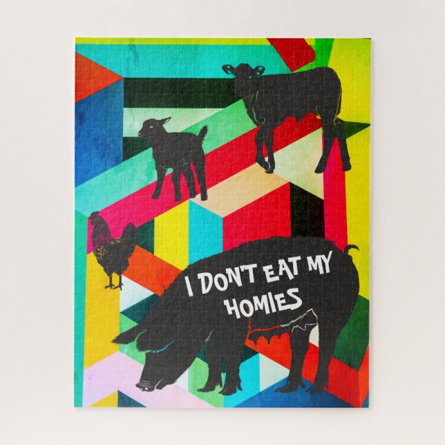 Puzzle Colorful Vegan I Don't Eat My Homies Hard (Vertical)