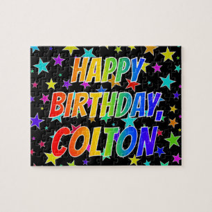 Puzzle "COLTON" Prénom, Amusant "HEUREUX ANNIVERSAIRE"