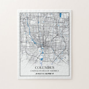 Puzzle Columbus Ohio USA Travel City Map Poster