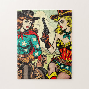 Puzzle Comics Western Cowgirl vintage