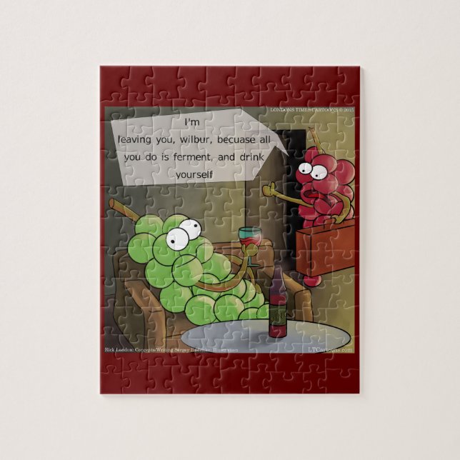 Puzzle Comique de rupture de raisin Nourriture, vin et ma (Vertical)