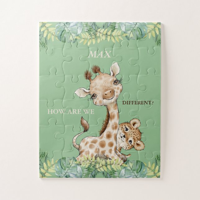 Puzzle Comment sommes-nous différents Giraffe Cheetah enf (Vertical)