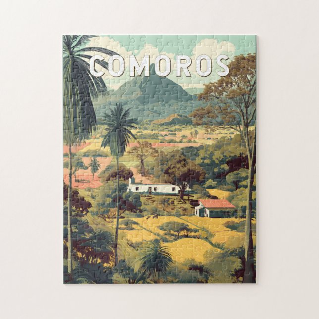 Puzzle Comoros Illustration Travel Art Vintage (Vertical)