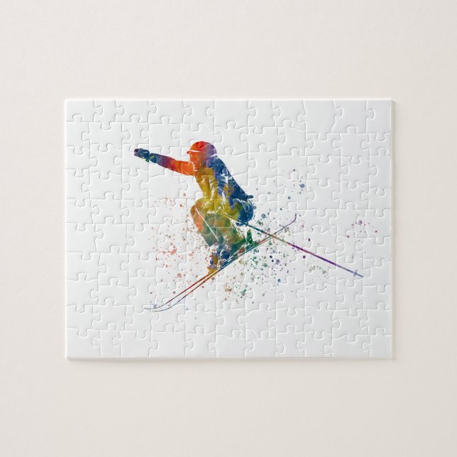 Puzzle Compétition olympique de ski à l'aquarelle (Horizontal)