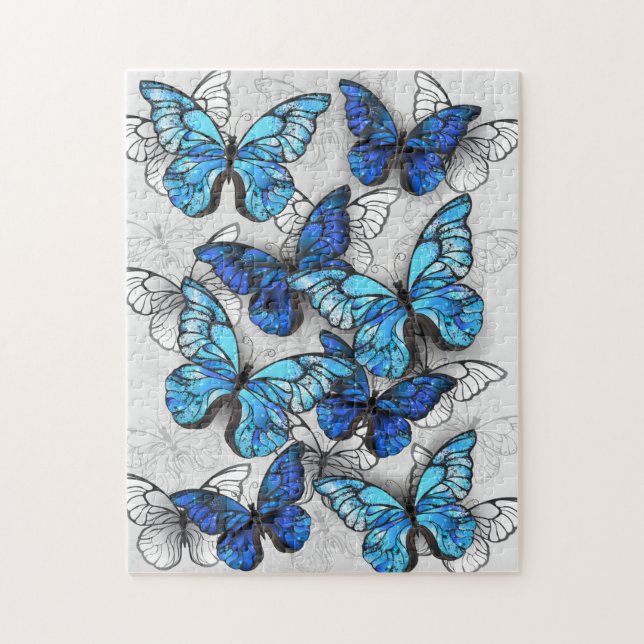 Puzzle Composition des papillons blancs et bleus (Vertical)