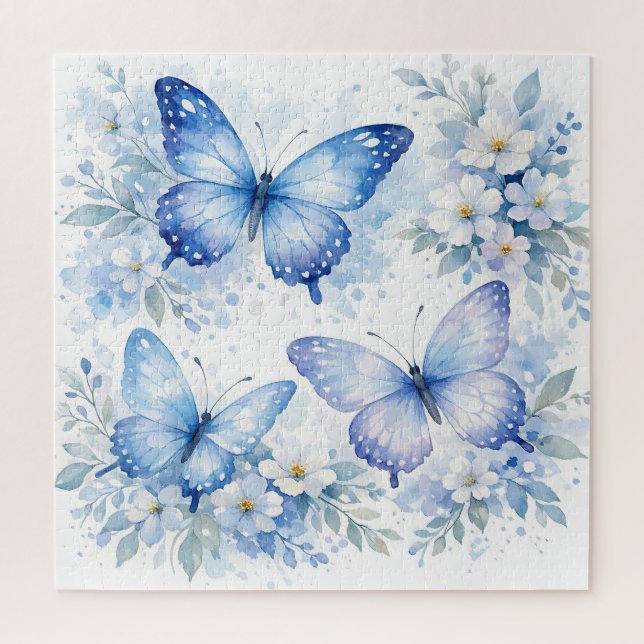 Puzzle Composition florale Papillon Bleu (Vertical)