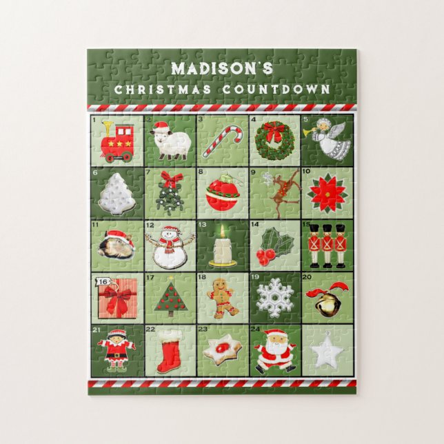 Puzzle Compte à rebours de Noël personnalisé (Vertical)