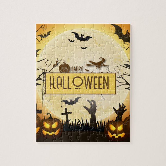 Puzzle Conception automnale hantée de nuit d'Halloween ef (Vertical)