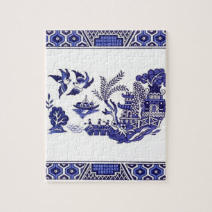 Puzzle Conception bleue bleue et blanche de saule de la