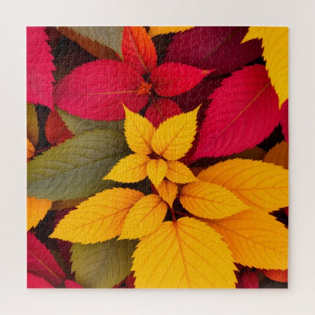 Puzzle Conception botanique de feuilles d'automne colorée (Vertical)