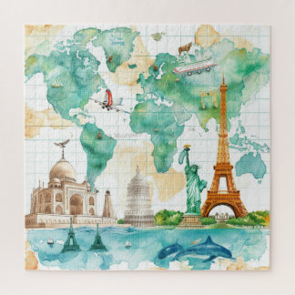 Puzzle Conception d'aventure de carte du monde vintage