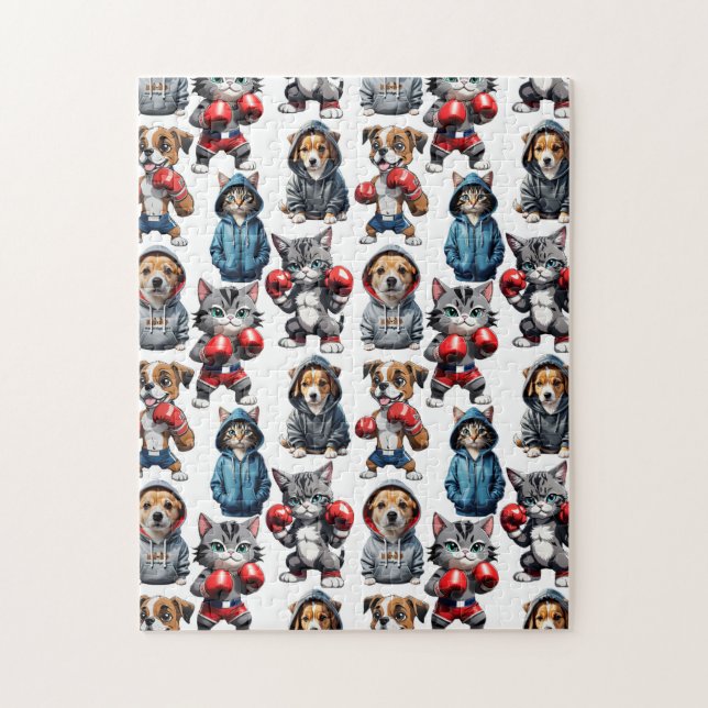 Puzzle Conception de chats et de chiens de dessin animé  (Vertical)