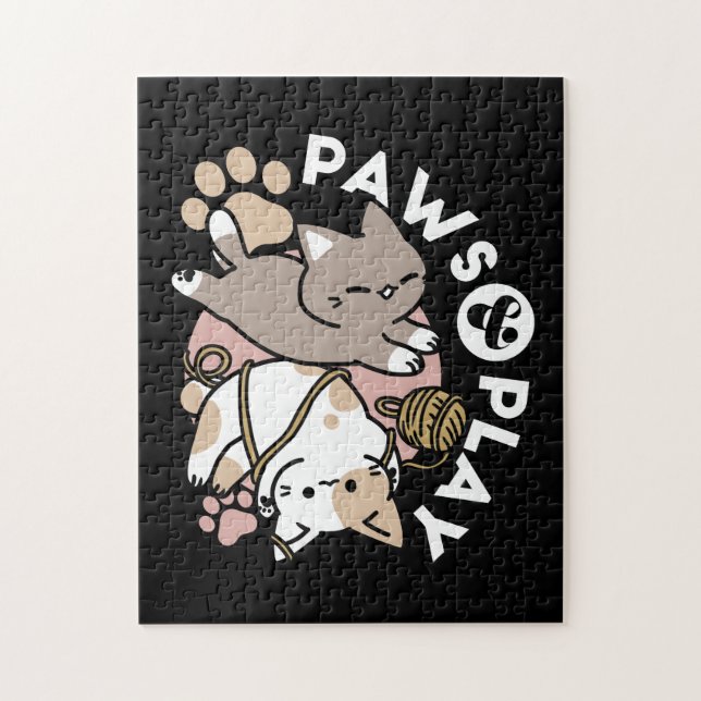 Puzzle Conception de chats mignons et joueurs – Art de pa (Vertical)