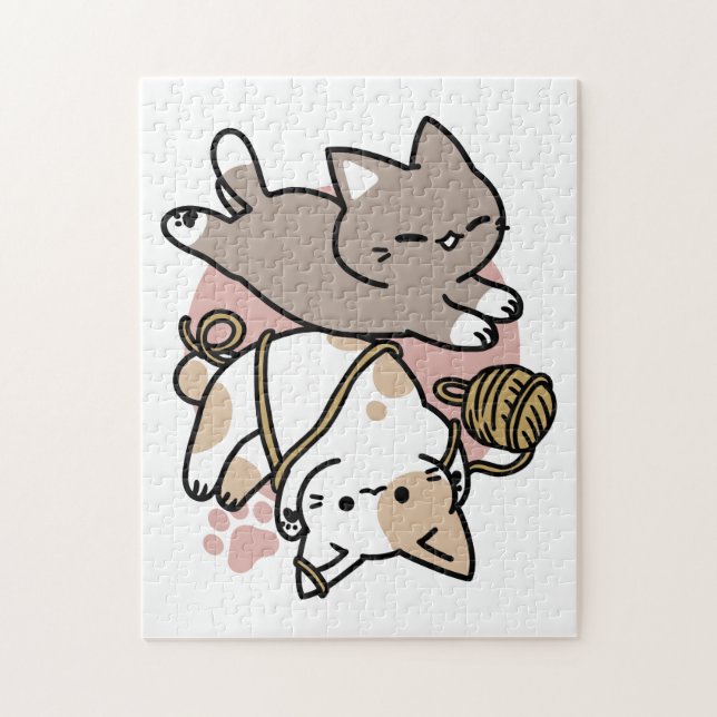 Puzzle Conception de chats mignons et joueurs – Art de pa (Vertical)