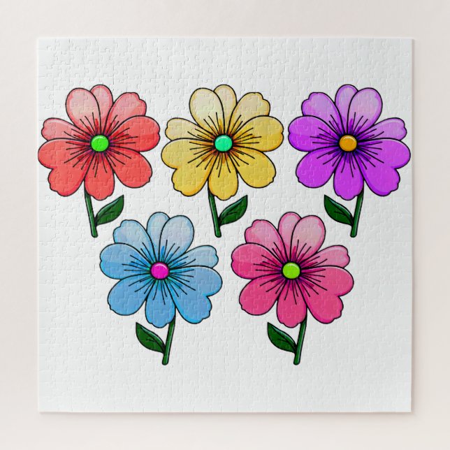 Puzzle Conception de fleurs à 5 couleurs (Vertical)
