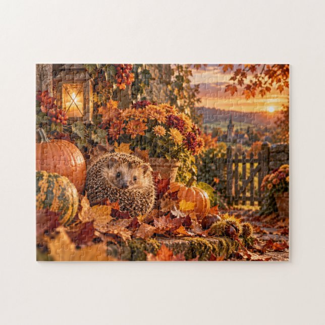 Puzzle Conception de hérisson de récolte d'automne (Horizontal)
