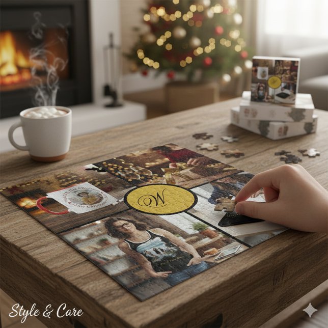 Puzzle Conception de monogramme personnalisée avec quatre (Custom Four Photo Monogram Design Perfect Jigsaw Puzzle)