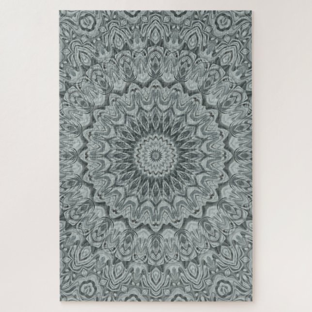 Puzzle Conception de motif mandala gris et argent (Vertical)