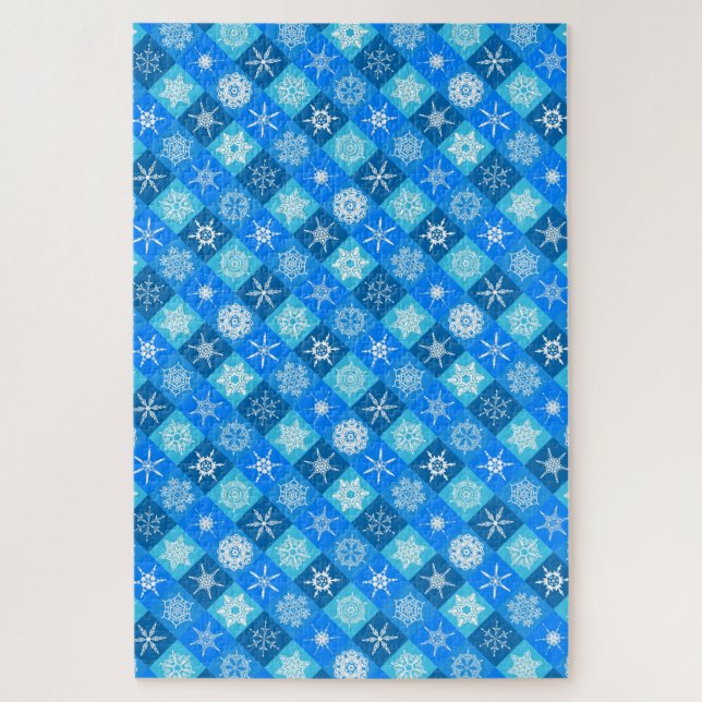 Puzzle Conception de motifs de flocons de neige bleus mig (Vertical)