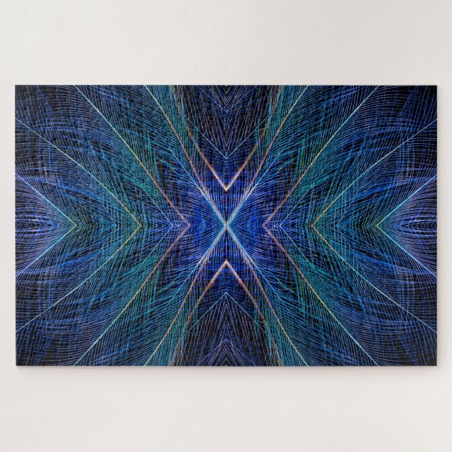 Puzzle Conception de plume fractale bleue (Horizontal)