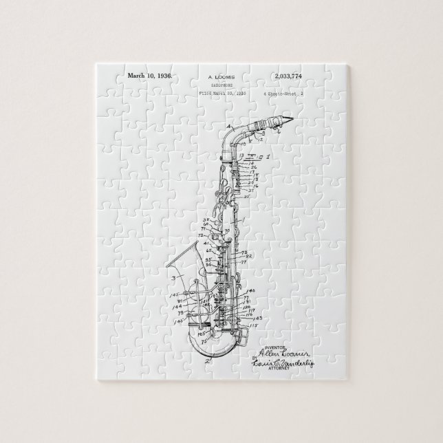 Puzzle Conception de saxophone de brevet (Vertical)