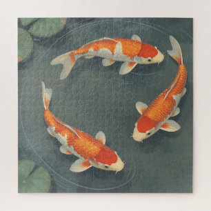 Puzzle Conception de sérénité d'étang de carpes koï graci