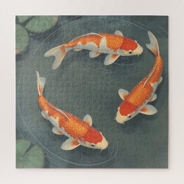 Puzzle Conception de sérénité d'étang de carpes koï graci (Vertical)