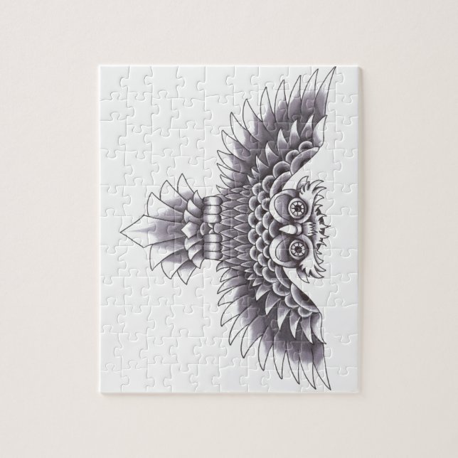 Puzzle Conception de tatouage de hibou de vieille école (Vertical)