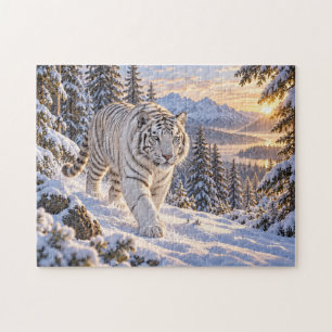 Puzzle Conception de Tigre Blanc enneigé