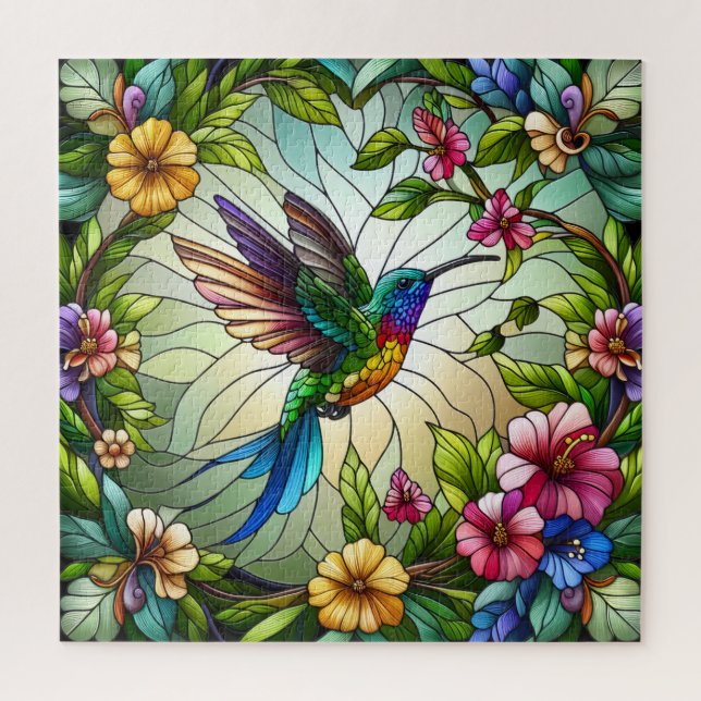 Puzzle Conception de vitrail de colibri (Vertical)