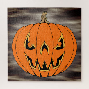 Puzzle Conception d'Halloween de citrouille effrayante Ja