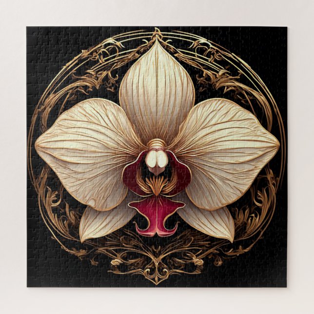 Puzzle Conception élégante d'orchidée dorée (Vertical)