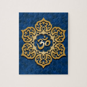 Puzzle Conception florale d'Aum, bleu d'or