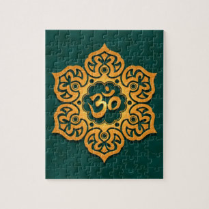 Puzzle Conception florale d'Aum, sarcelle d'hiver d'or