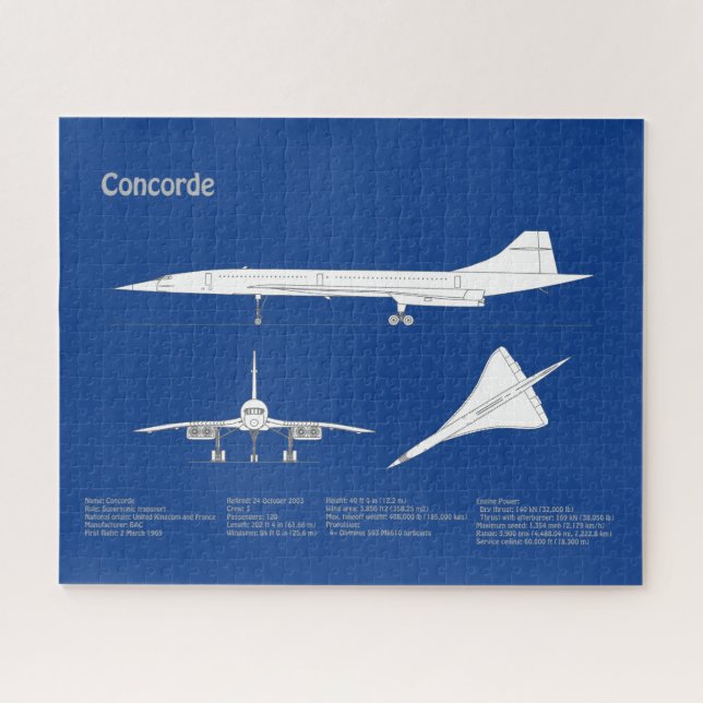 Puzzle Concorde - Plan de dessin plan d'avion ABD (Horizontal)