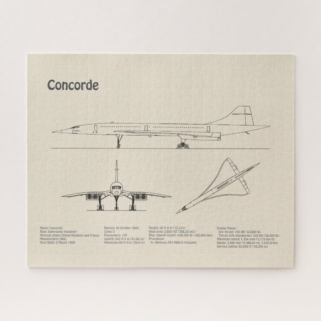 Puzzle Concorde - Plan directeur de l'avion Plans de dess (Horizontal)