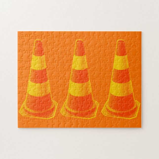 Puzzle Cône de signalisation avec bandes jaunes (Horizontal)