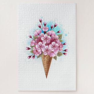 Puzzle Cône rose Sakura crème glacée gaufre
