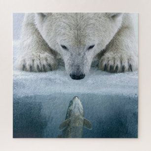 Puzzle Confrontation entre ours polaire et poisson