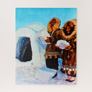 Puzzle Constructeurs d'igloos vintage USA Alaska