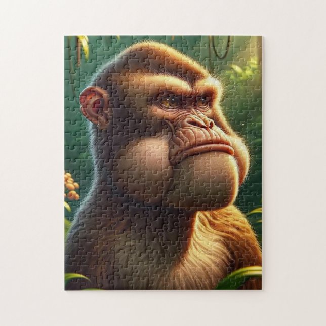 Puzzle Contemplative Jungle Ape - Grumpy Cheeks Monkey Po (Vertical)