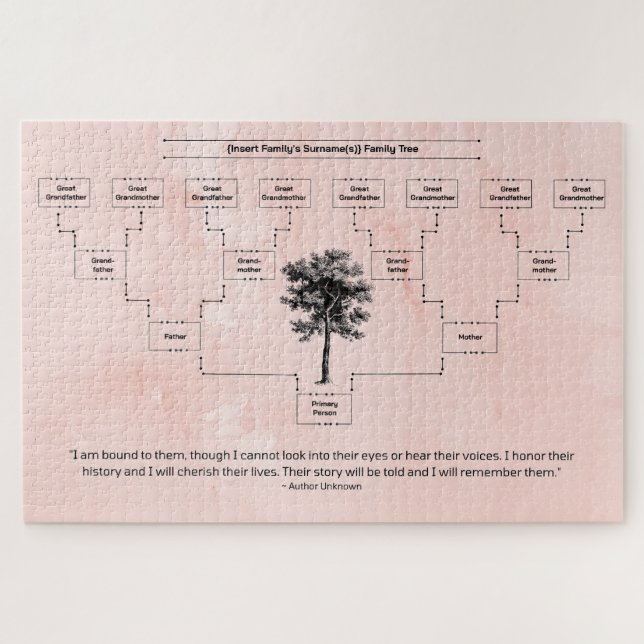 Puzzle Contemporary Family Tree: Peach (Horizontal)