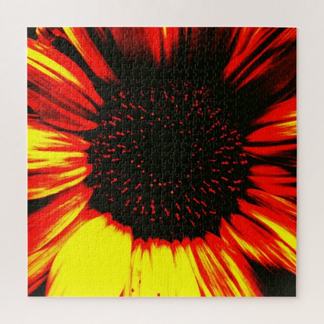 Puzzle contemporary large sunflower seed head and petals (Vertical)