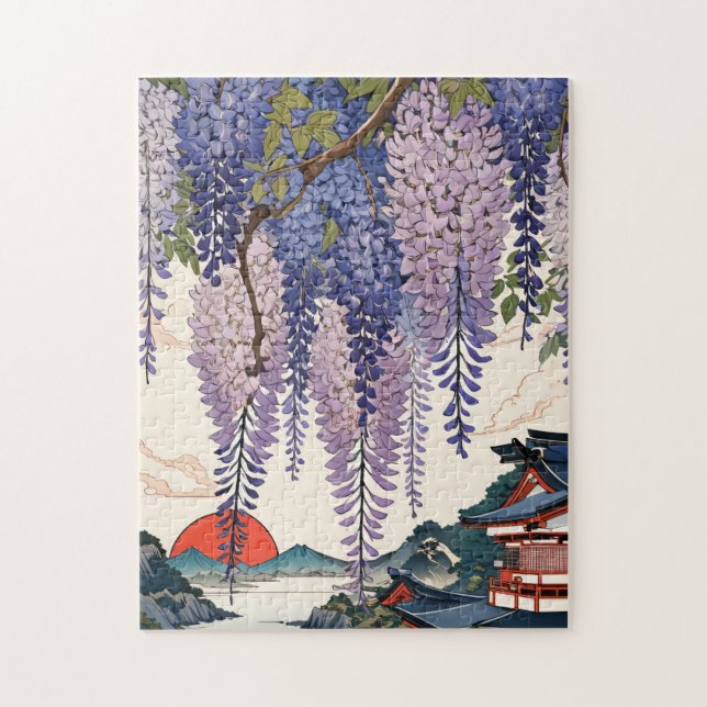 Puzzle Contemporary ukiyoe, Wisteria japonica (Vertical)