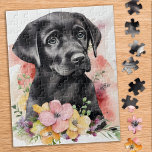 Puzzle Continuez à regarder - Labrador Retriever - Black<br><div class="desc">Une mignonne chiot de récupération Black Labrador regardant les arbres et la nature.

Continuez à chercher - Oeuvre originale de Judy Burrows @ Black Dog Art</div>