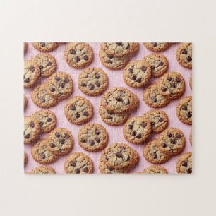Puzzle Cookies à chips de chocolat Motif sur rose