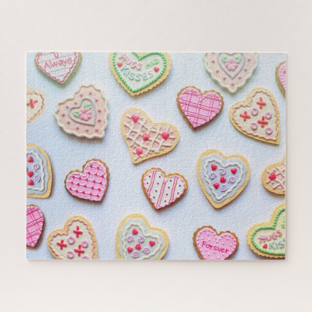 Puzzle Cookies de la Saint-Valentin au cœur rose (Horizontal)