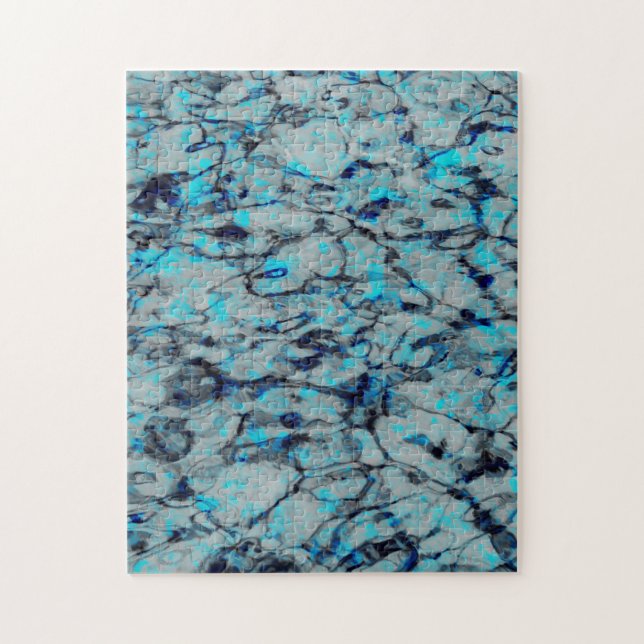 Puzzle Cool, art numérique moderne d'aquarelle bleue (Vertical)