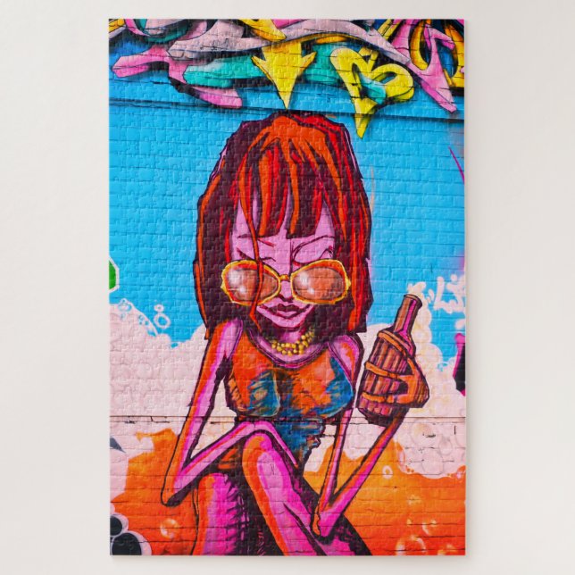 Puzzle Cool coloré moderne Lady Street Art (Vertical)